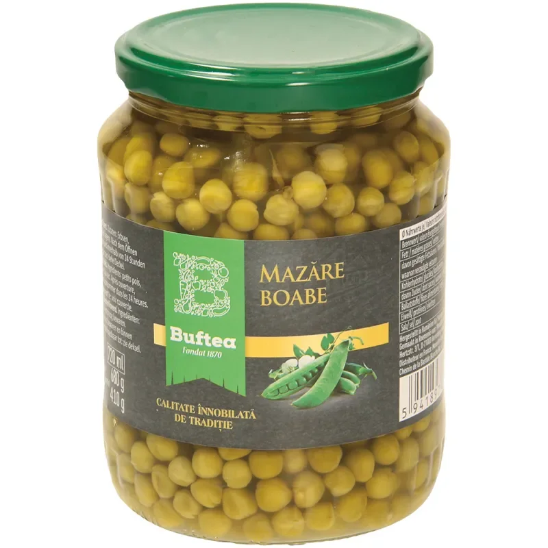 "Buftea-Mazare boabe in saramura" - Erbsen, mittelfein. Sterilisiert.