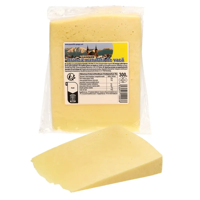 "Branza maturata de vaca" Hartkäse aus pasteurisierter Kuhmilch, 45% Fett i. Tr.