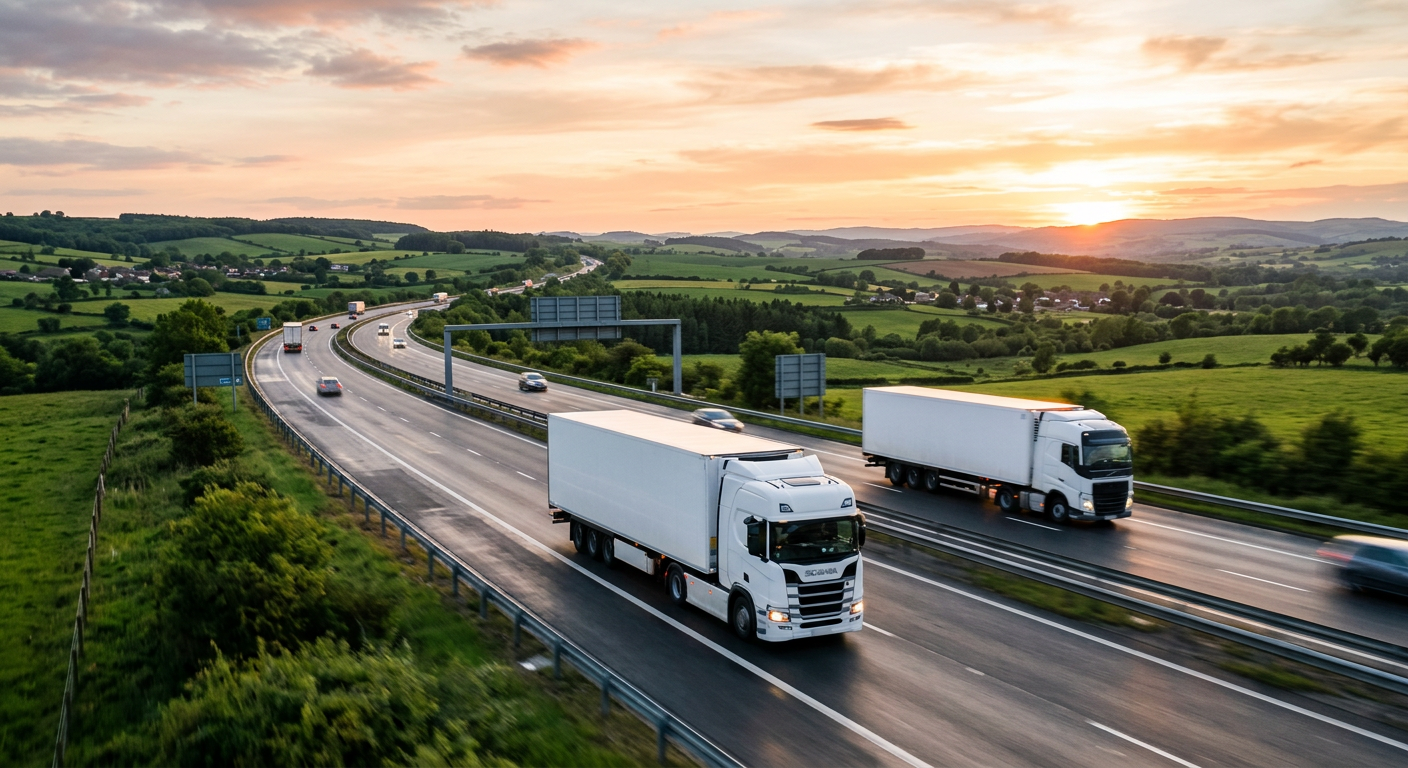 Lkw auf einer europäischen Autobahn