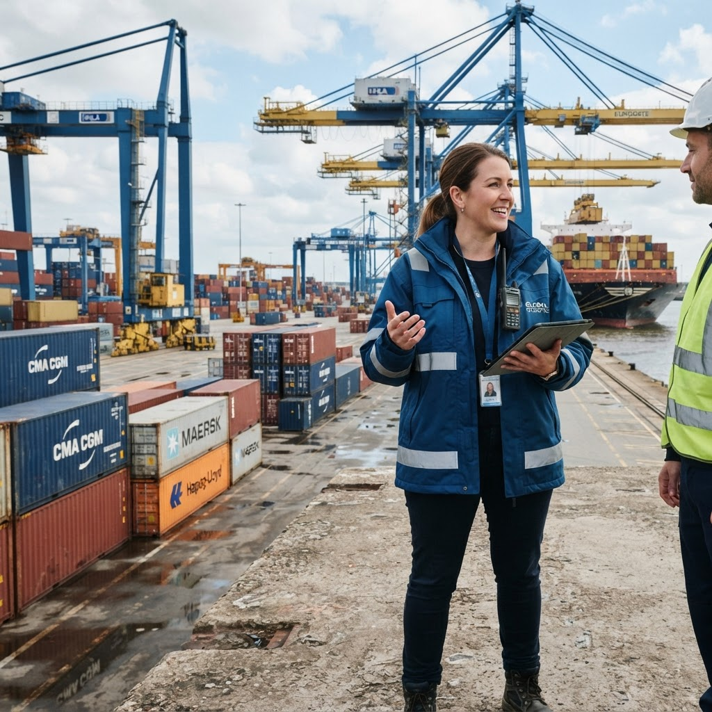 ALBOSSE-Mitarbeiterin im Hafen